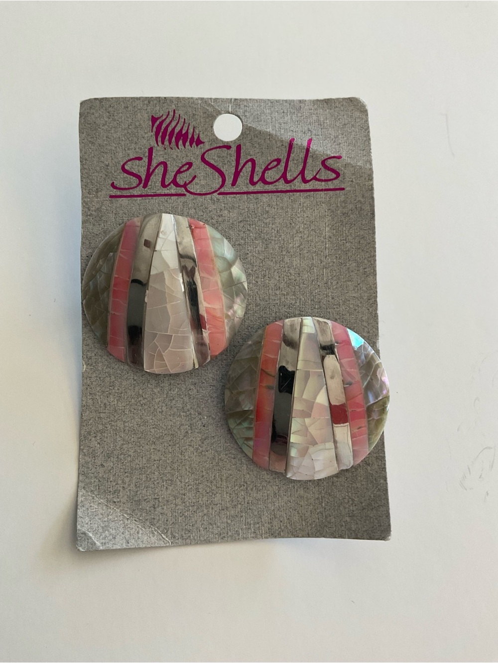 She Shells Honolulu Shell Mosaic Round Stud Earrings Multicolor.